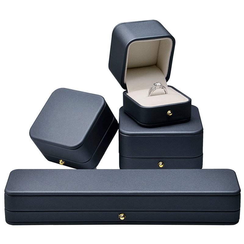 Oirlv boîte de rangement pour bague et pendentif en cuir haut de gamme bleu acier, présentation de bijoux