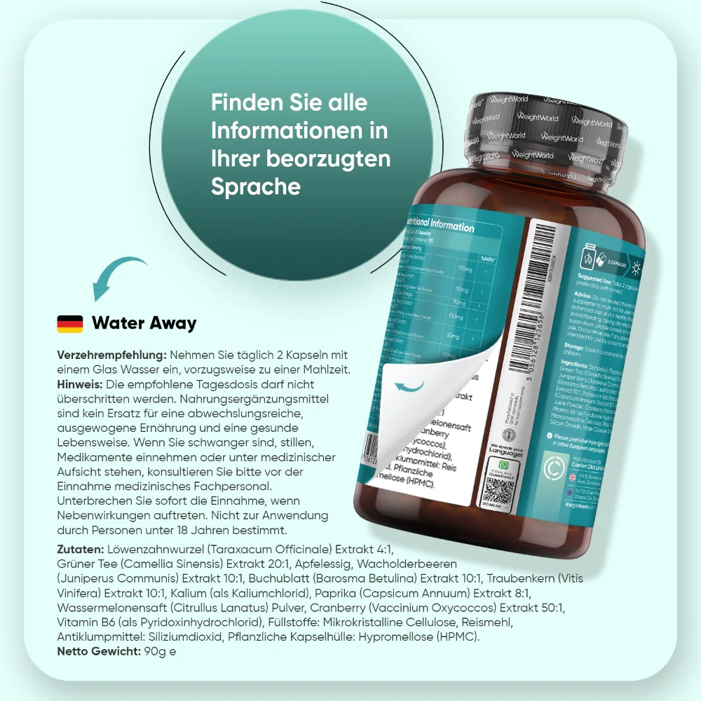 WeightWorld Water Away 180 gélules