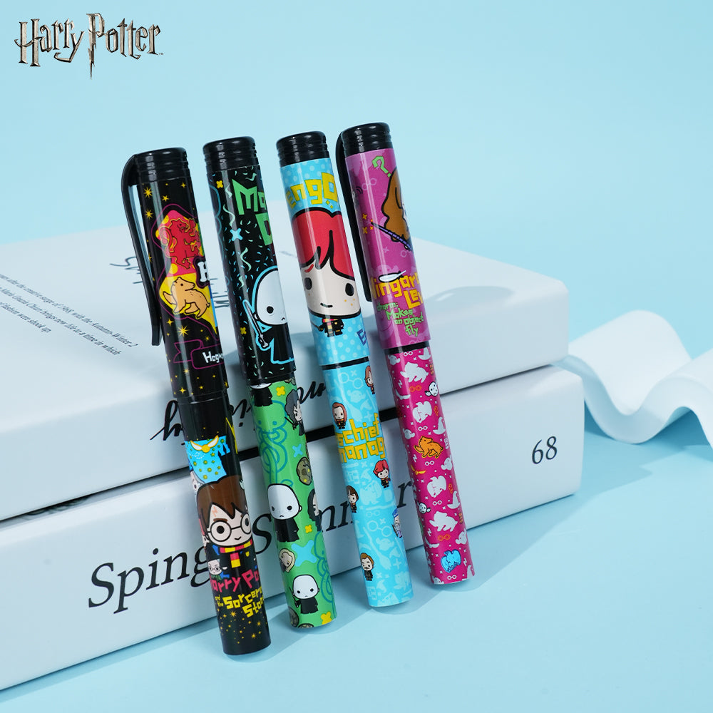 Warner Bros. Lot de 4 stylos Harry Potter sous licence officielle mini-personnages mignons Monde des sorciers papeterie de collection cadeau