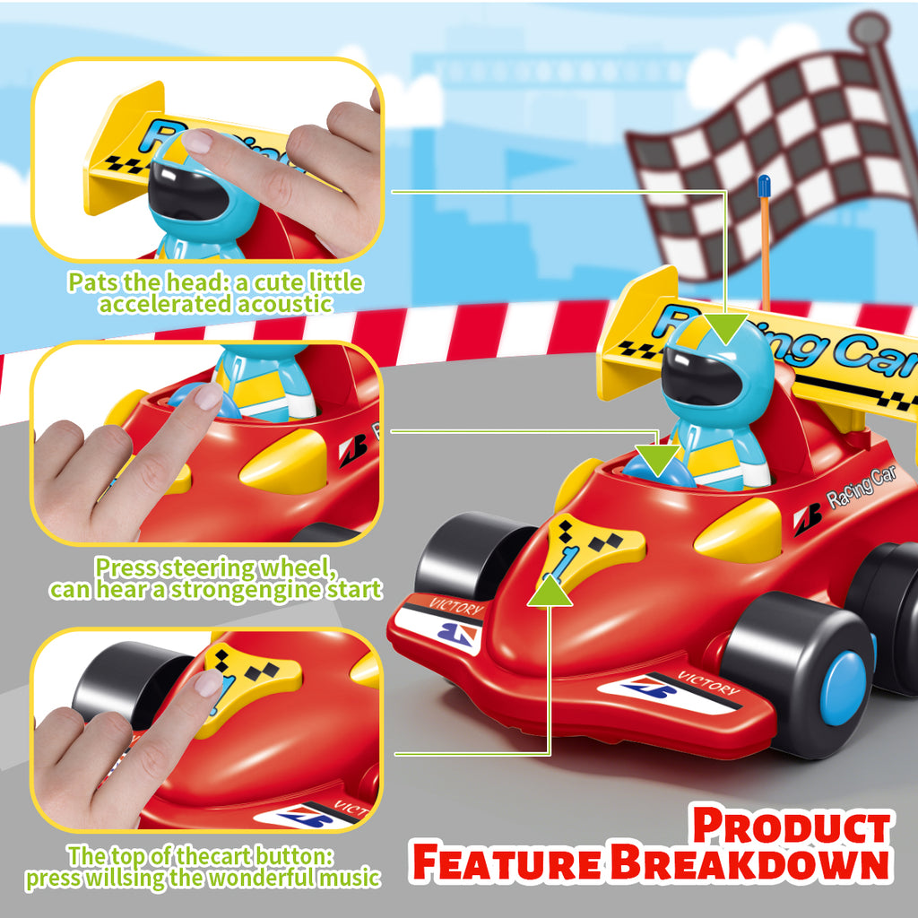 Jouet Voiture de Course RC pour Tout-petits, Voiture de Course de Formule en Plastique Sûre avec Télécommande et Contrôleur de Volant, Jouet Véhicule RC Facile à Utiliser pour Cadeau de Garçons Jeunes Enfants
