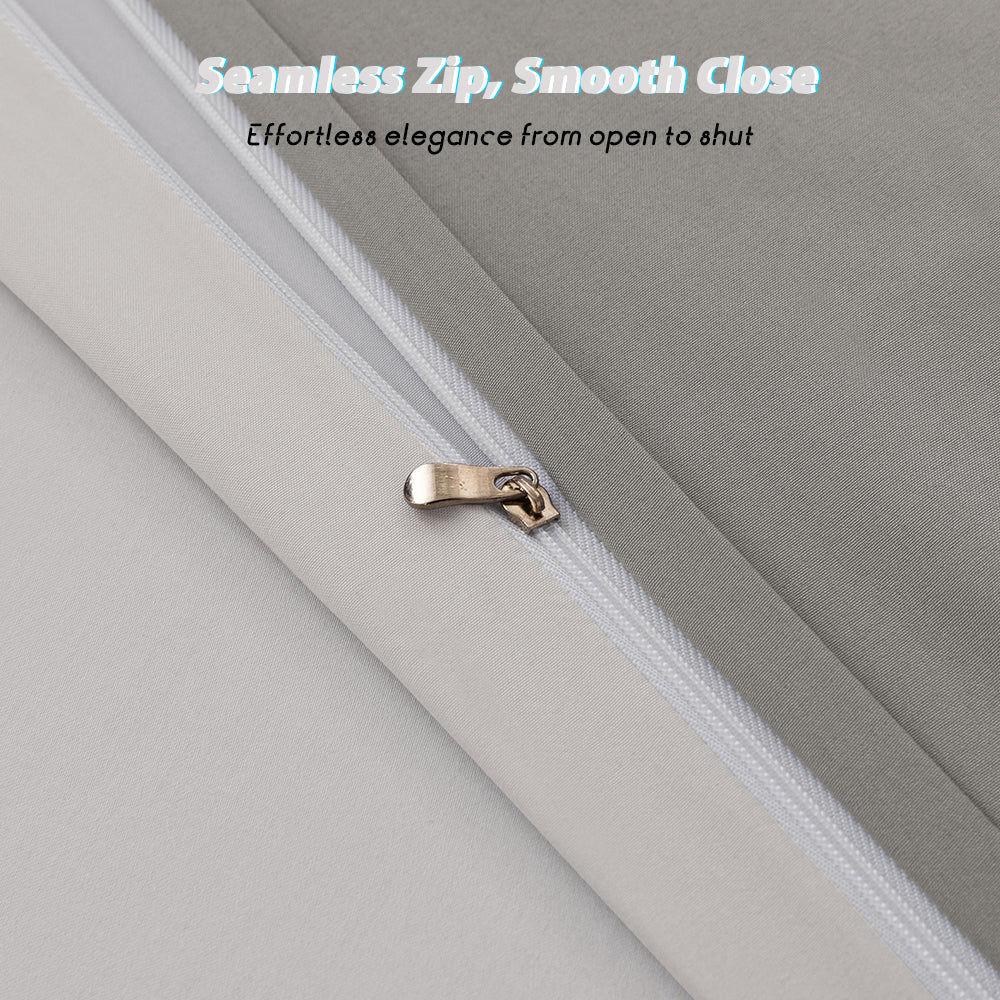 MENDALE Parure de couette - Parure de lit premium - Housse de couette 200*220 cm avec taie d'oreiller 80*80 cm - Microfibre douce brossée - Gris foncé & blanc cassé