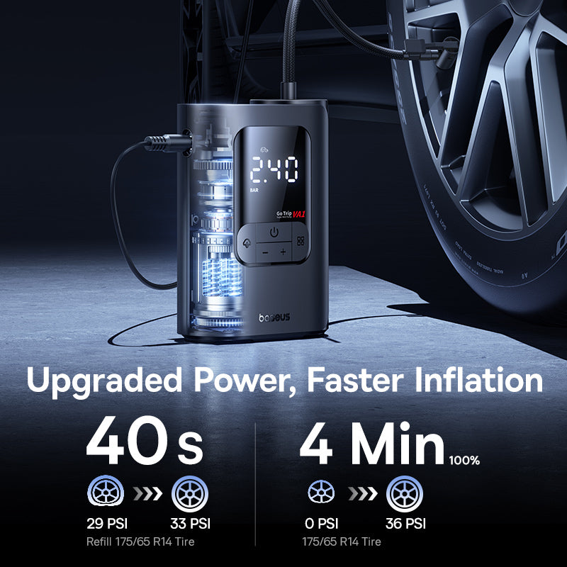 Baseus GoTrip VA1 pompe à air filaire ultra-mini 22 cylindres noir cosmos (comprend : tuyau d'air x1, embouts x3, câble de charge voiture x1)