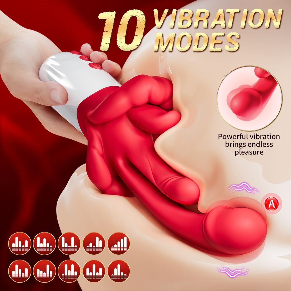 AAV 3-in-1 Zungen-Vibrator Sexspielzeug für Frauen, 23,1 cm, 1 Stück, Rot-Weiß, mit 10 Zungen-Leck-Modi, 5 Schwing-Modi & Heizfunktion, IPX6 wasserdicht, leise & wiederaufladbar