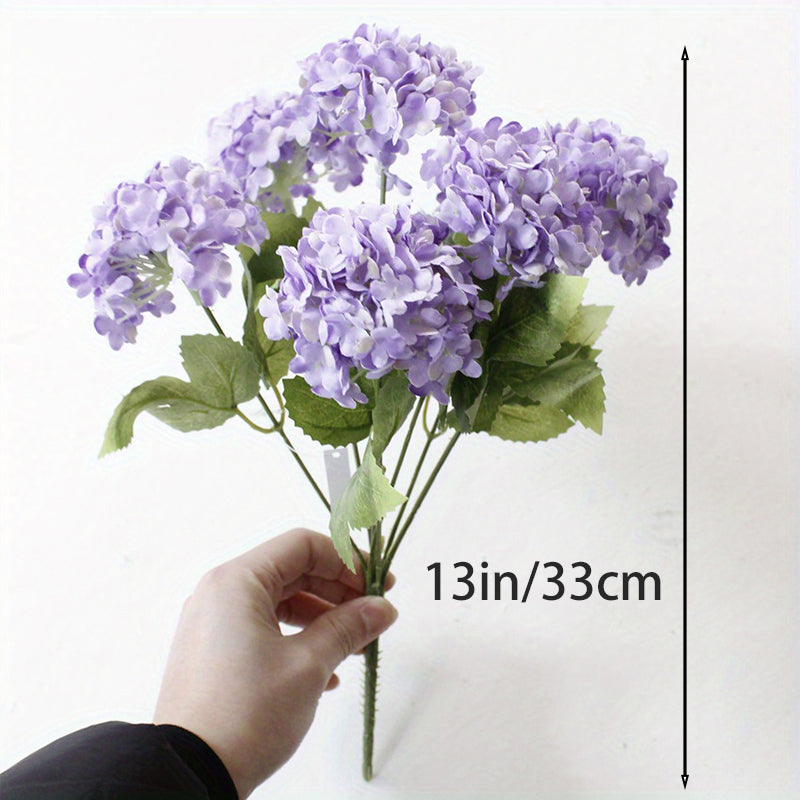 Yuejia 1 Pièce 13 Pouces/33 cm Faux Hydrangée 7 Têtes Fleur en Soie Fleur en Soie Salon Chambre Décoration de Fleur de Mariage Décoration de Fleur Artificielle (Violet)
