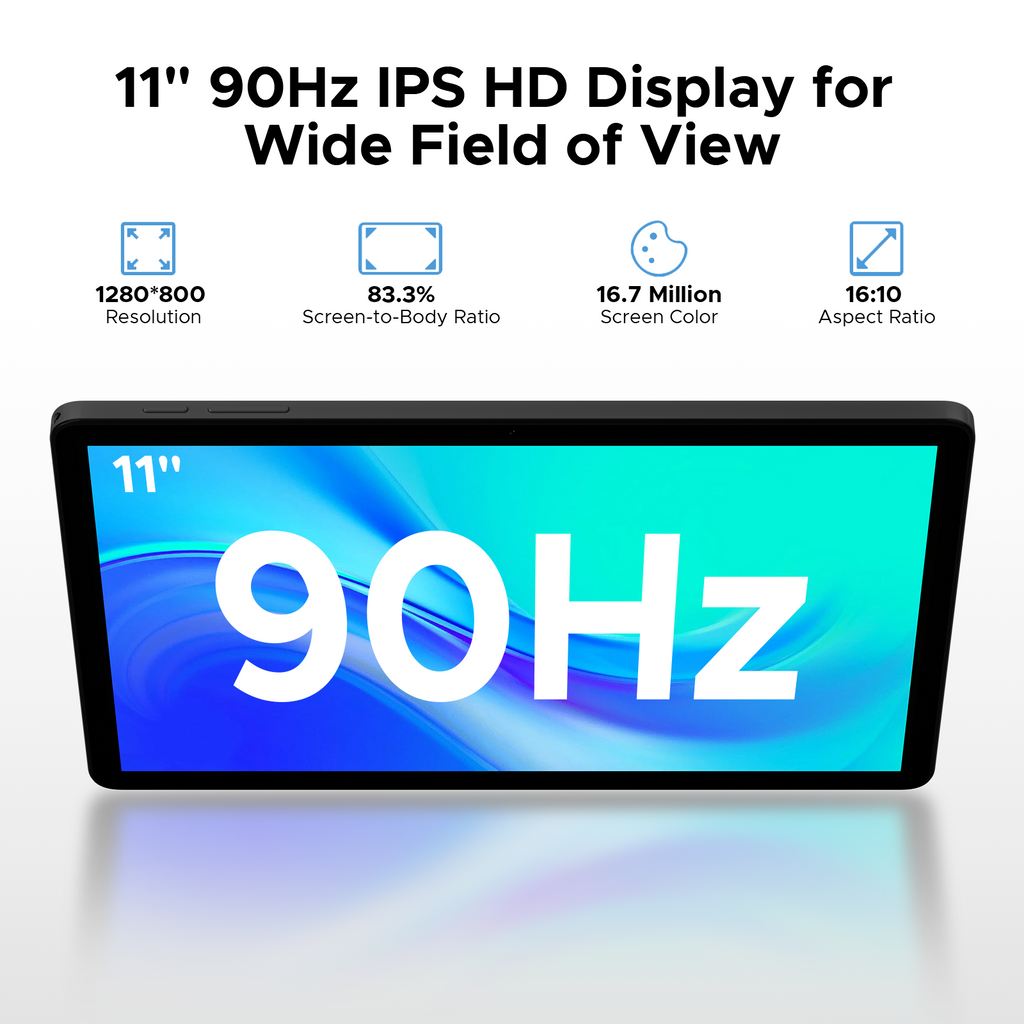 DOOGEE Tab A9 Pro+ Tablette Android 15 11 pouces, 30 Go + 128 Go, 2 To, octa-core, écran HD 90 Hz, batterie 8580 mAh, 5G Wi‑Fi, Widevine L1