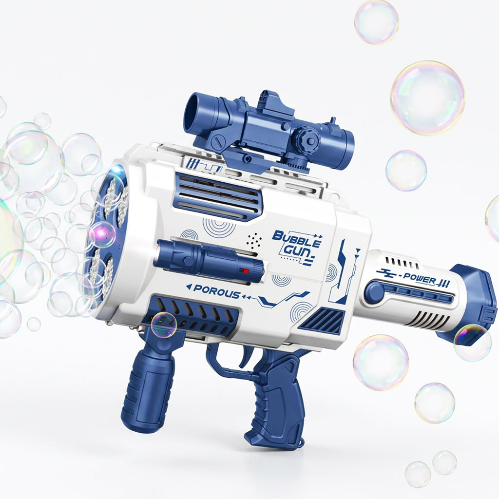 Pistolet à bulles automatique Tokky à 48 trous avec lumières LED, Machine à bulles rechargeable, Conception anti-fuite, Plus d'un million de bulles par minute