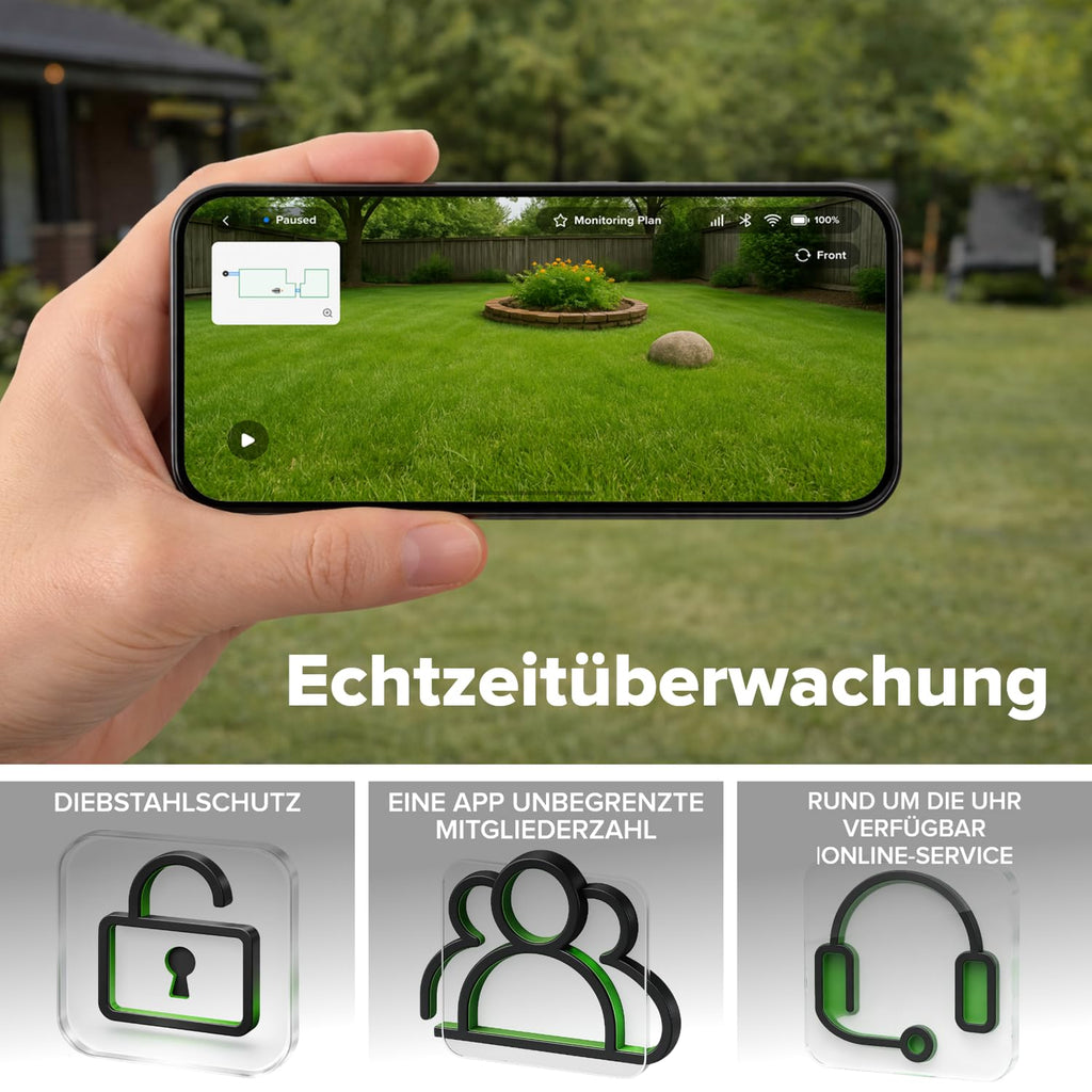 greenworks AI Mowbot C6 Robot-tondeuse sans fil périphérique, Max. 600 m², Navigation RTK, Cartographie automatique, Bordure virtuelle, Contrôle multi-zones, Extrêmement silencieux