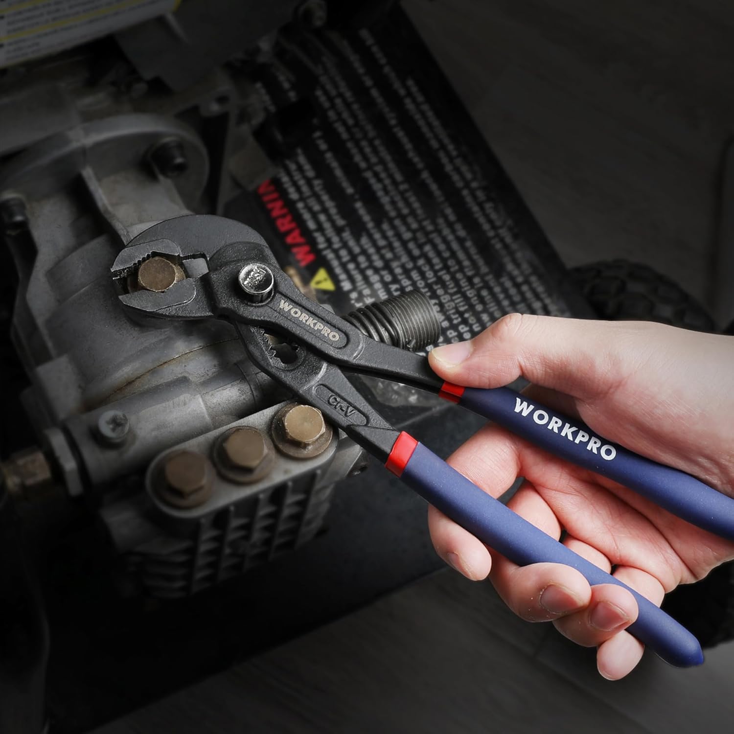 WORKPRO Jeu de 2 pinces multiprises, 180 mm et 250 mm avec réglage rapide, articulation coulissante, grand espace de serrage et poignée antidérapante