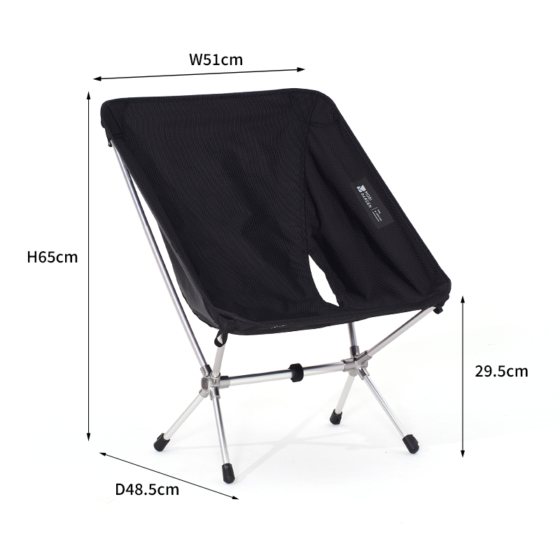Mobi Garden, Chaise Lunaire Ultra-Légère, Chaise de Camping Pliante en Alliage d'Aluminium, Chaise d'Extérieur Portable Légère, Noir, Montage Rapide