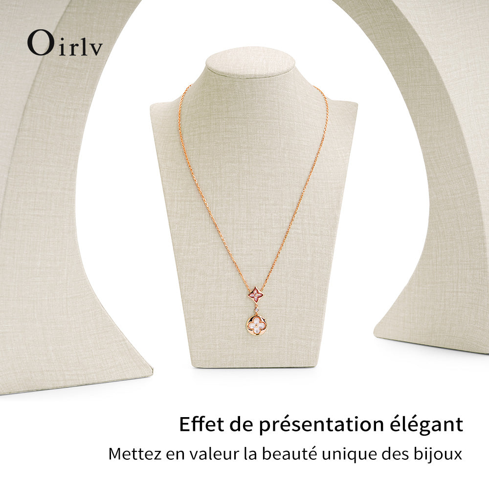 Oirlv Support de présentation pour mannequin, support de collier et pendentif en lin, support de bijoux pour buste, support de collier et pendentif, accessoire de présentation pour vitrine