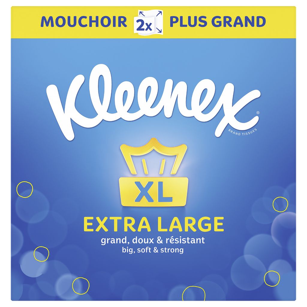 Kleenex Mouchoirs en Papier Extra Larges, Doux & Résistants, Boîte de 40 Mouchoirs