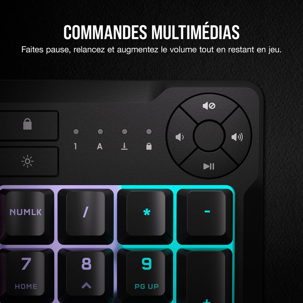 Corsair K55 CORE Clavier Gaming Membrane Filaire RGB Full Size - AZERTY - Noir