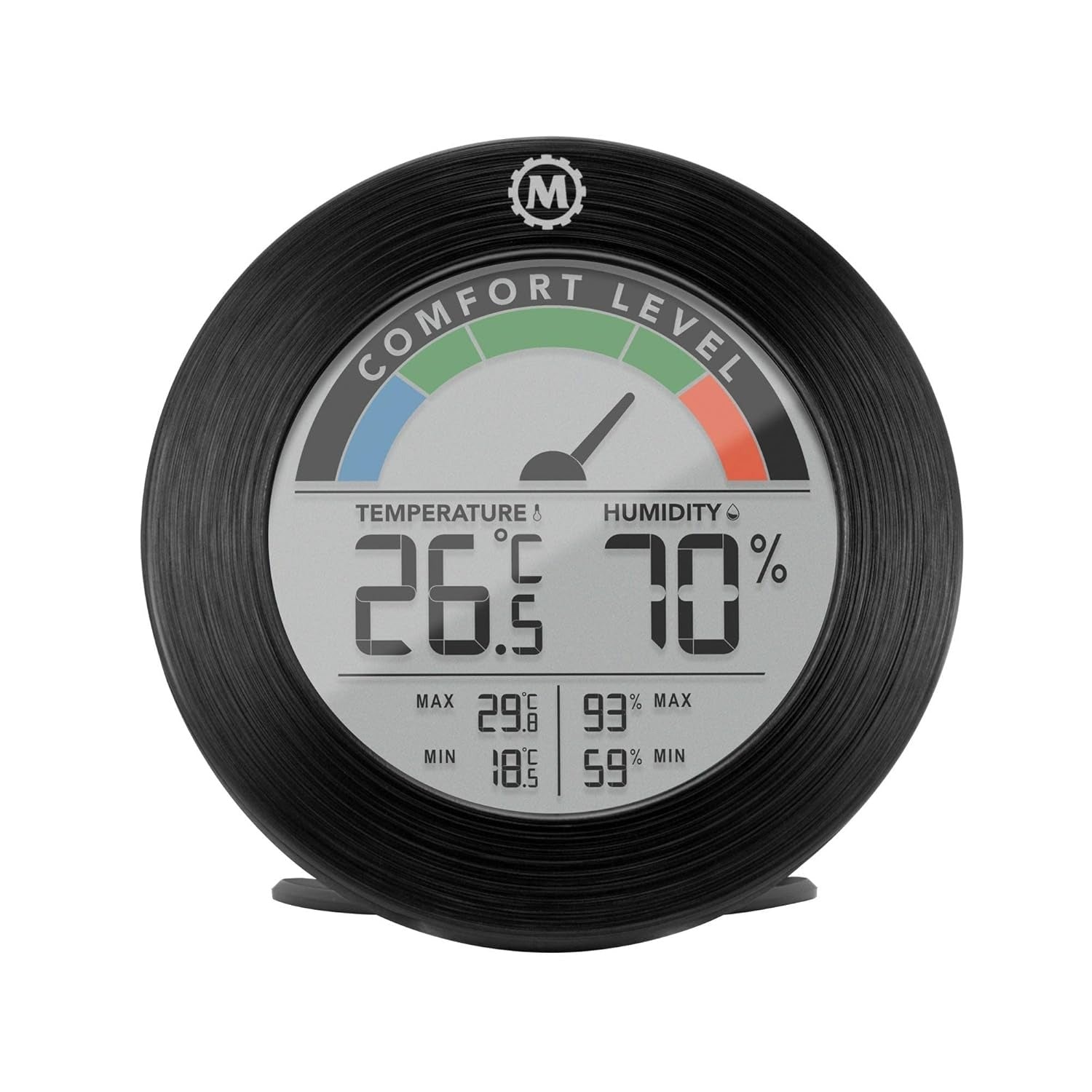 Marathon Austin - Thermo-hygromètre intérieur sans fil - Mesure température et humidité intérieures - Indicateur de confort - Enregistrement quotidien min-max - Design compact