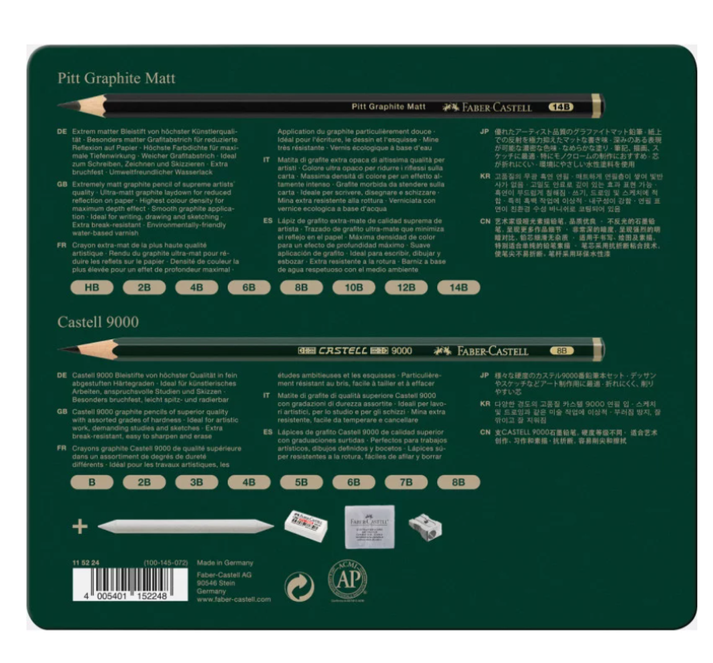 Faber-Castell Boîte de 20 crayons Castell 9000 & Pitt Graphite Matt