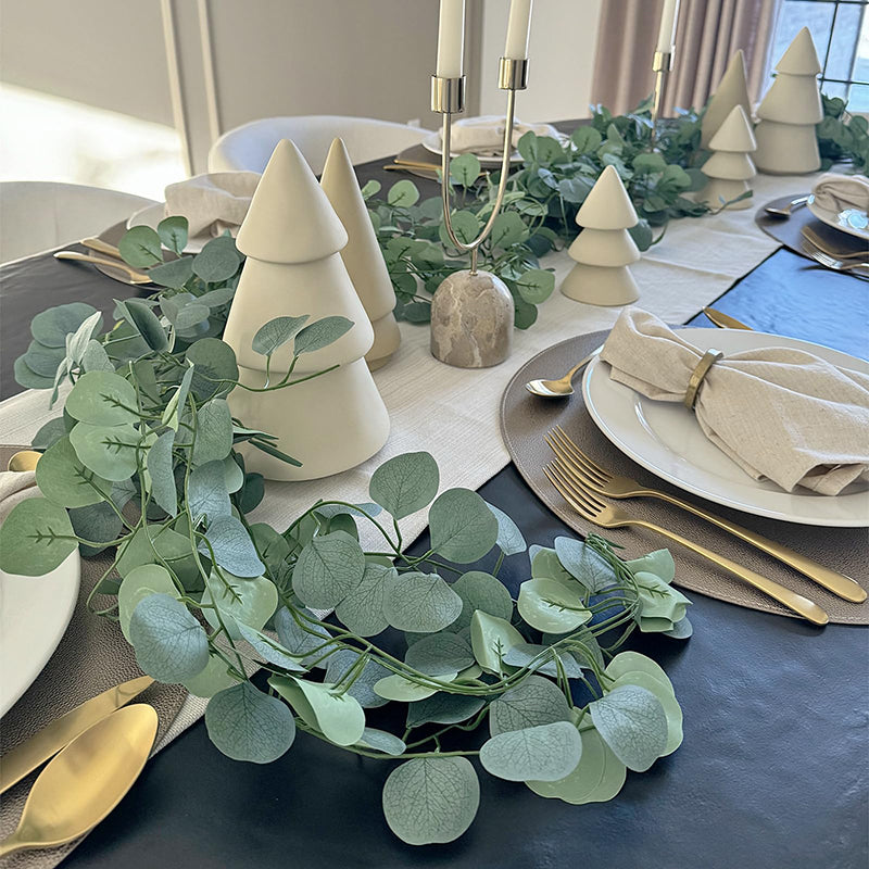Yuejia 2 Pièces 5,9 ft / 1,8 m Guirlande de Végétation Artificielle Printemps Feuilles d'Eucalyptus Faux Vignes de Table pour Décoration de Mariage Arche de Cheminée Porte Mur Chambre