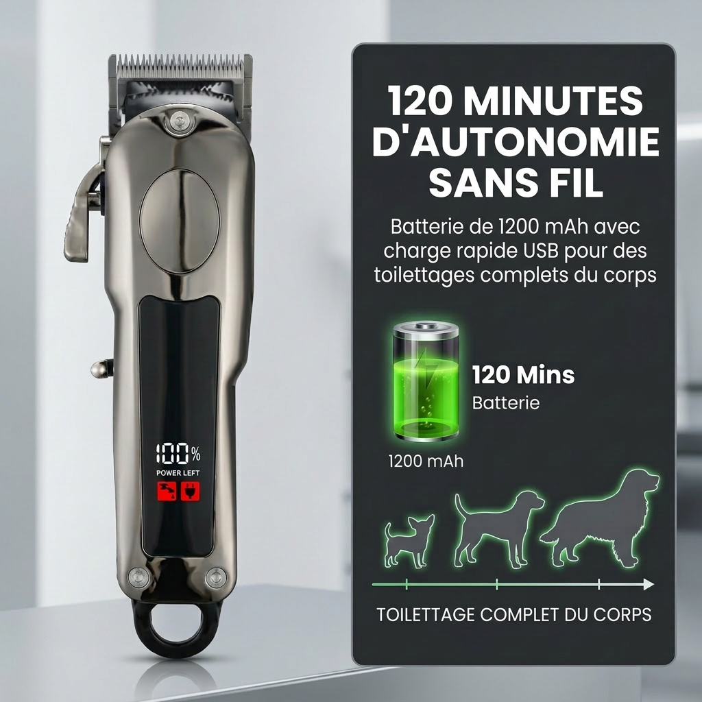 Blinkit tondeuse pour animaux conçue pour les poils épais et lourds / faible bruit avec 10 sabots, rechargeable