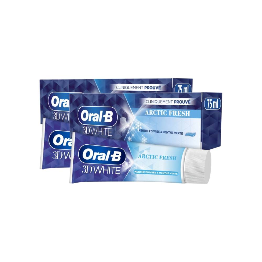Oral-B 3D White Dentifrice Arctic Fresh 75 ml - Lot de 2 (2 x 75 ml = 2 tubes)