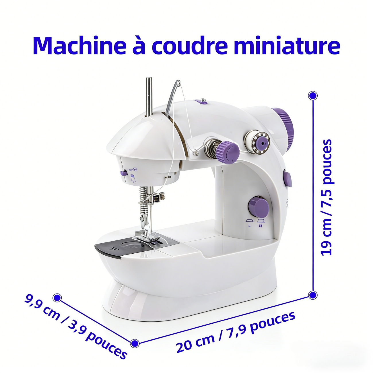 IAGREEA Machine à coudre électrique portable à pédale, mécanique, 6 V, 1 A alimentation secteur ou 4 piles AA avec pédale, 1 bobineuse, 1 bobineuse vide, 1 aiguille de rechange et 1 appareil d’ajutage