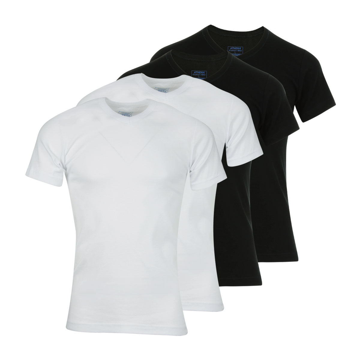 ATHENA T-shirts col V Coton Bio Lot de 4