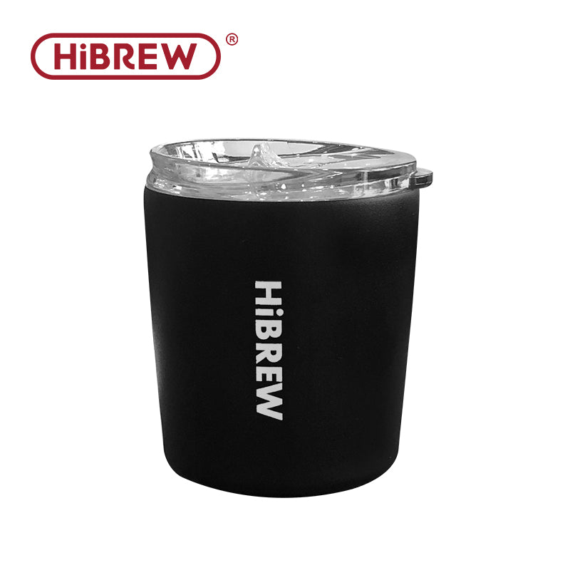 HiBREW 240 ml Mug isotherme portable à café style filtre à oreilles suspendues, filtre pliable, acier inoxydable, double paroi, isolation sous vide - Noir