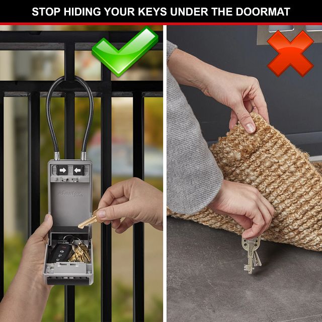 Master Lock 5482EURD Boîte à clés avec un nouveau design innovant, anse en câble flexible, grande capacité, haute sécurité