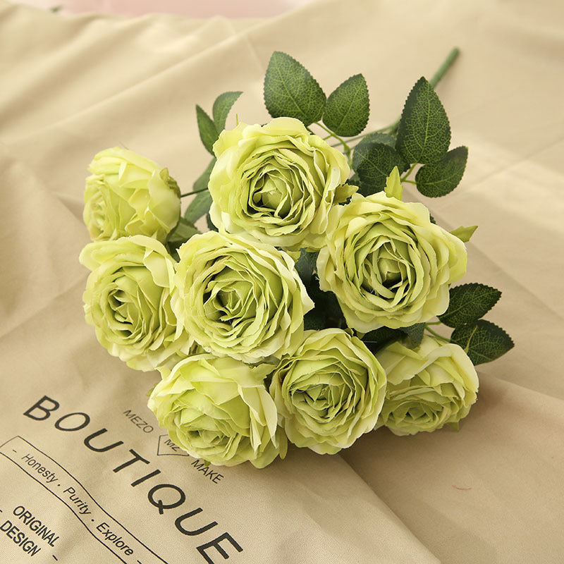 1 Pièce 18,89 in / 48 cm Bouquet de Fleurs de Roses Artificielles en Soie pour Maison Bureau Fêtes Mariée et Décoration de Mariage (Vert)