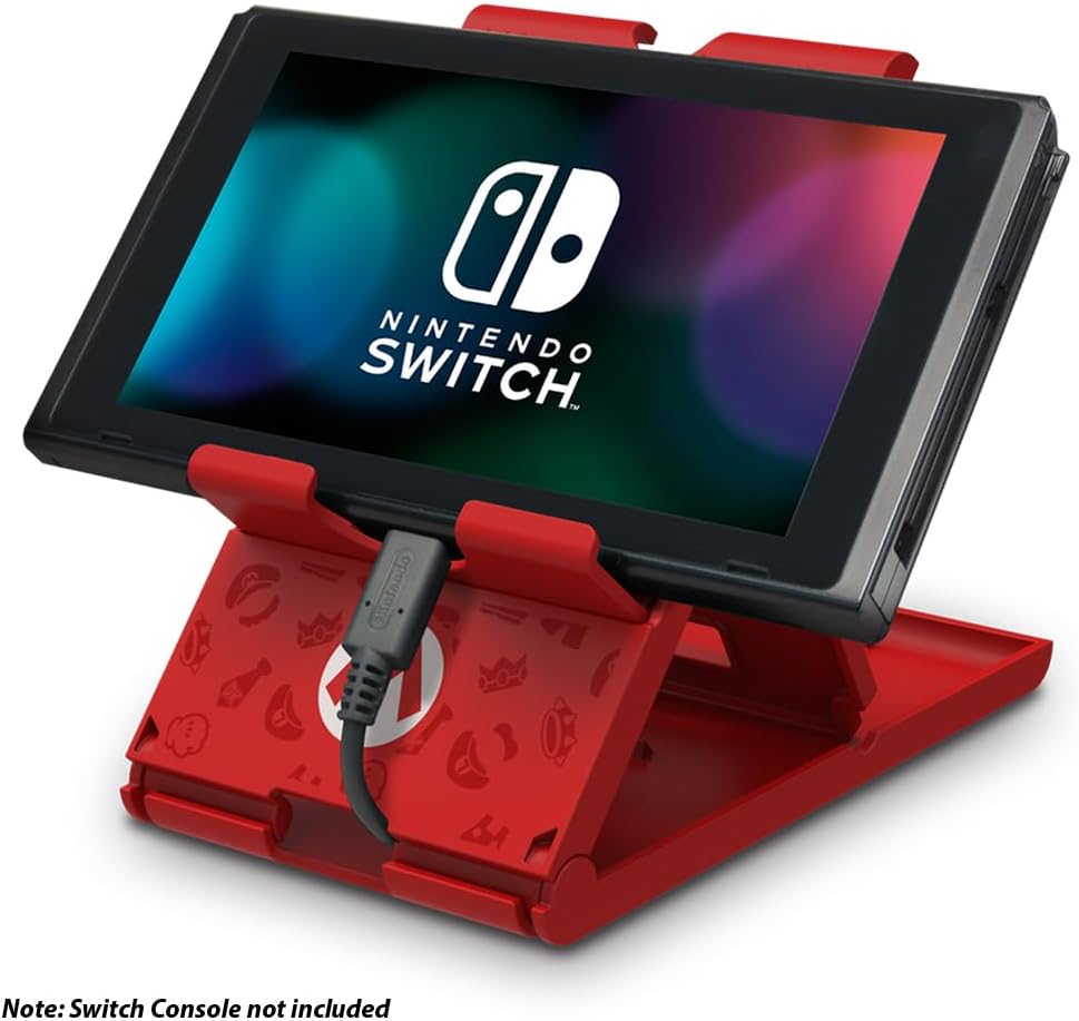 Hori Super Mario Support PlayStand pour console Nintendo Switch - Support Réglable 3 Positions - Licence officielle - Rouge