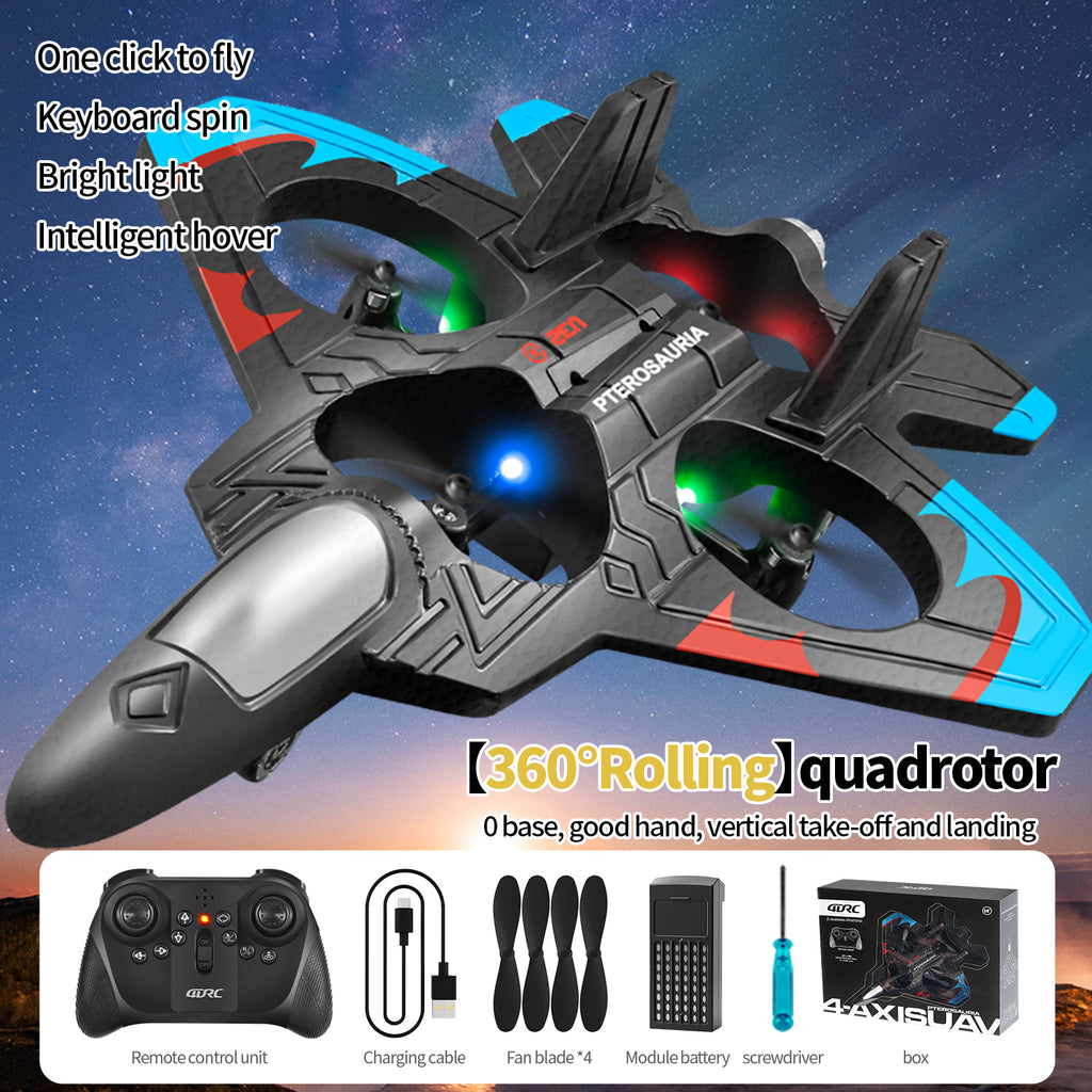 4DRC V32 Avion RC, avion télécommandé en mousse avec lumière, 2 batteries, pirouette à 360°, systèmes de stabilisation gyroscopique, 3 vitesses réglables, avion de chasse RC