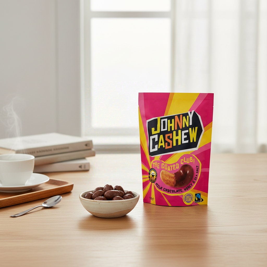 JOHNNY CASHEW Noix de cajou enrobées de chocolat avec miel et sel de mer - 100 g