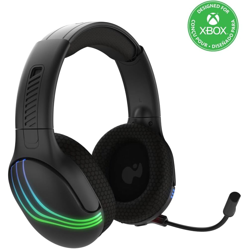 PDP Casque sans Fil Afterglow Wave Xbox one et Series X|S - RGB Personnalisable - Haut-Parleurs 50 mm - Bluetooth et Dongle Faible Latence - Micro Réducteur de Bruit - Licence Officielle - Noir
