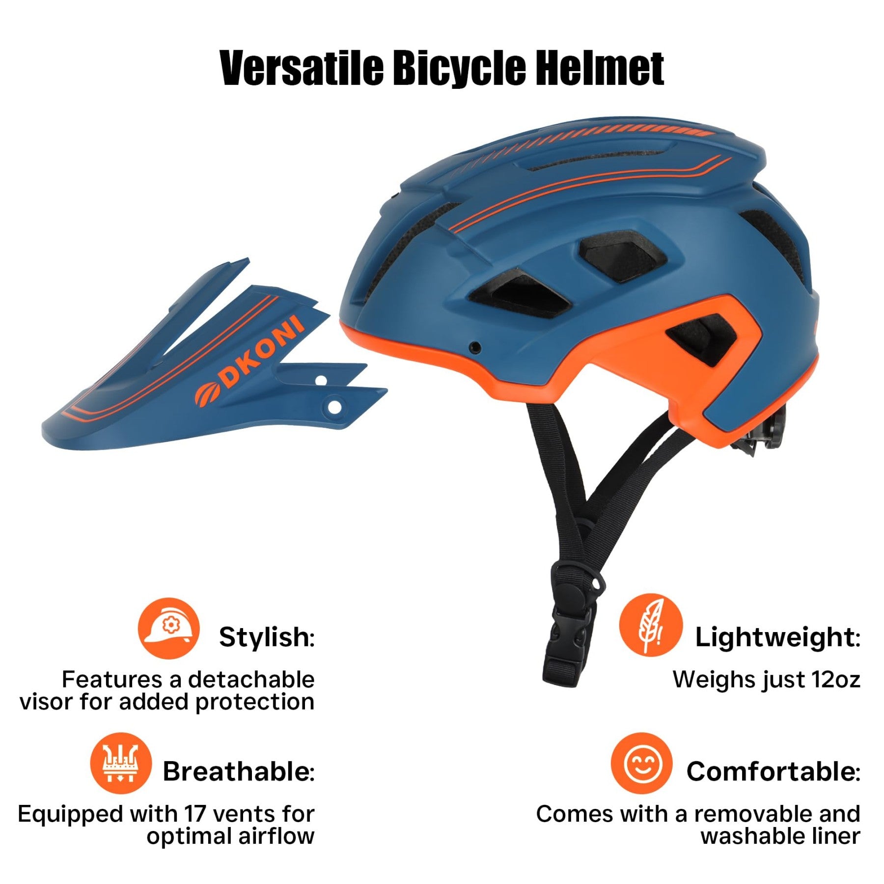 DKONI HS-062 Casque de vélo adulte pour montagne bleu/orange - L 56-61 cm