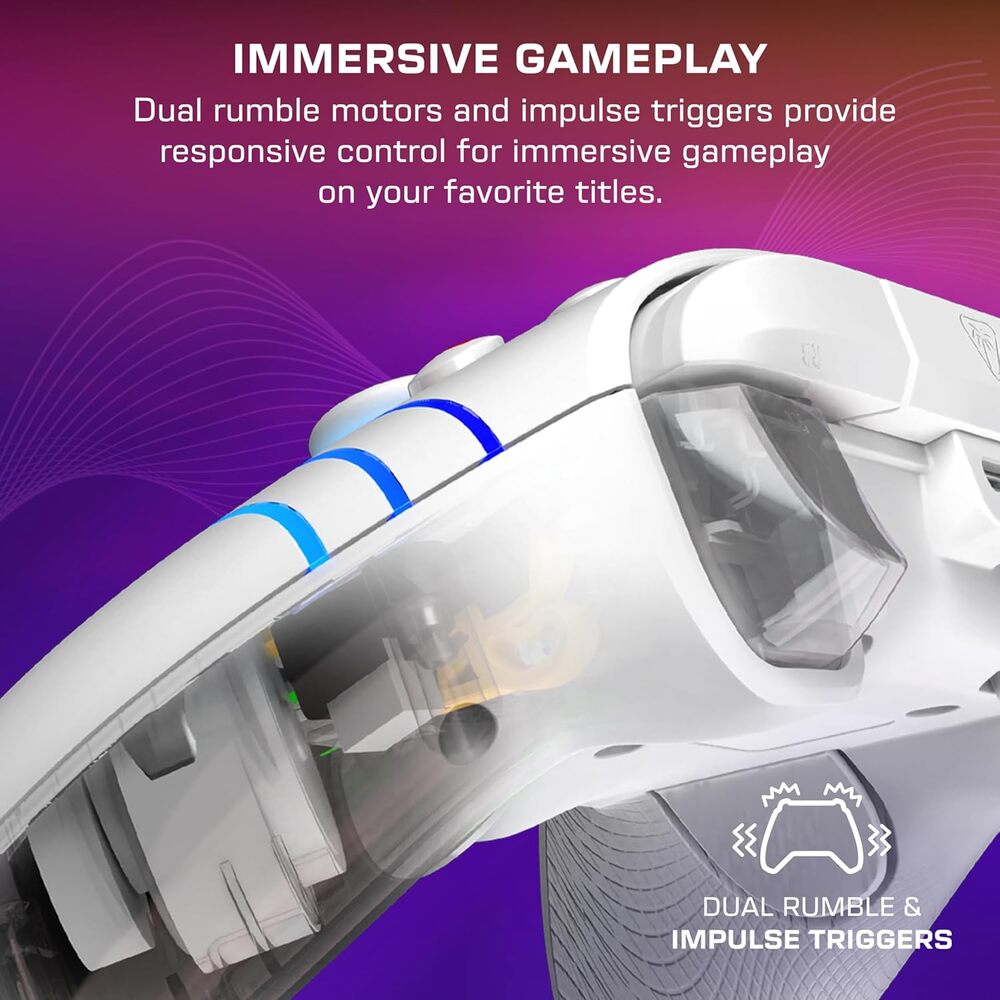 Turtle Beach Afterglow Wave Manette filaire Câble USB Éclairage RVB - Gâchettes à effet Hall & Boutons programmables - Xbox Series X|S, PC (Licence officielle Microsoft) - Blanc