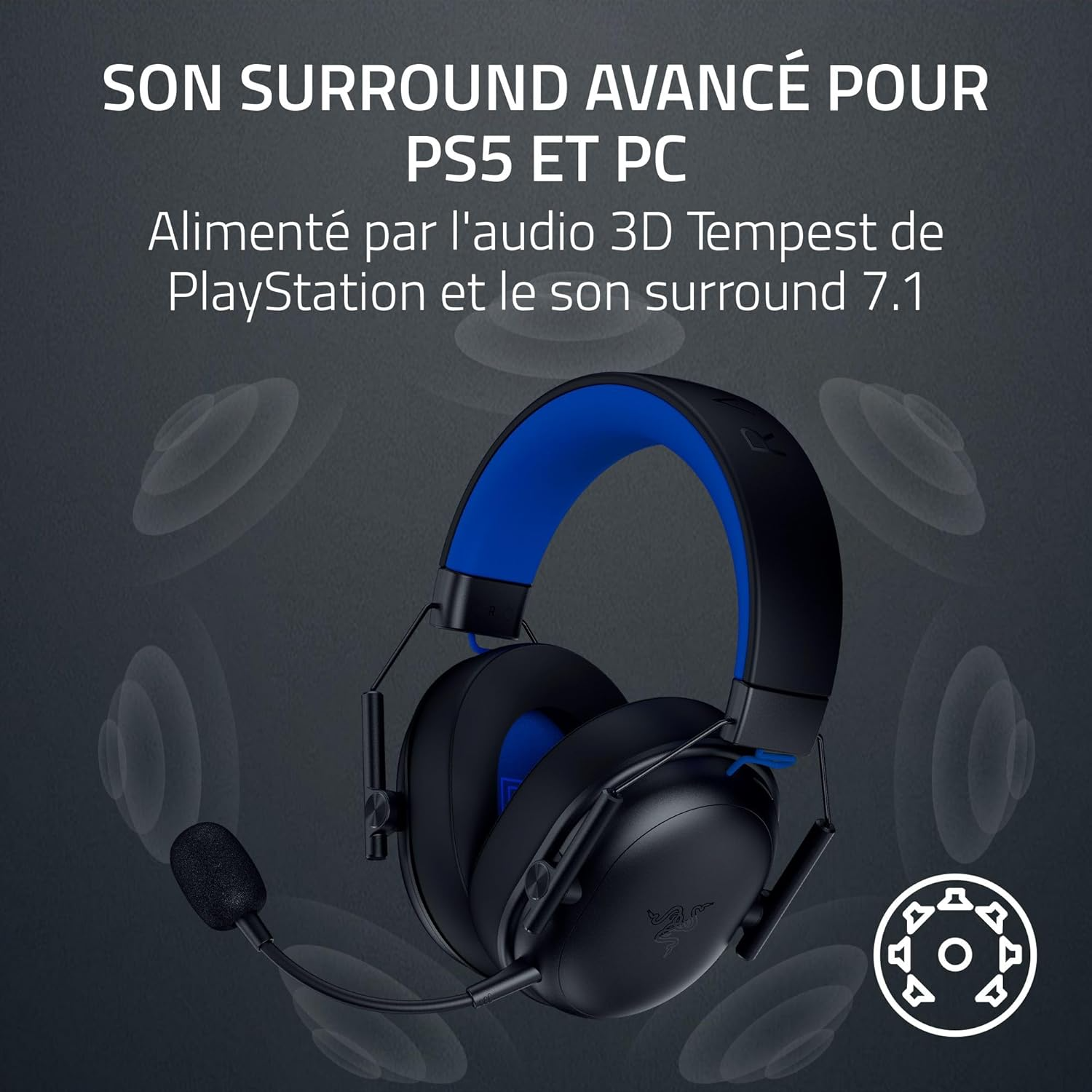 Razer BlackShark V3 X HyperSpeed Casque Gaming sans fil - Licence officielle PlayStation - Noir