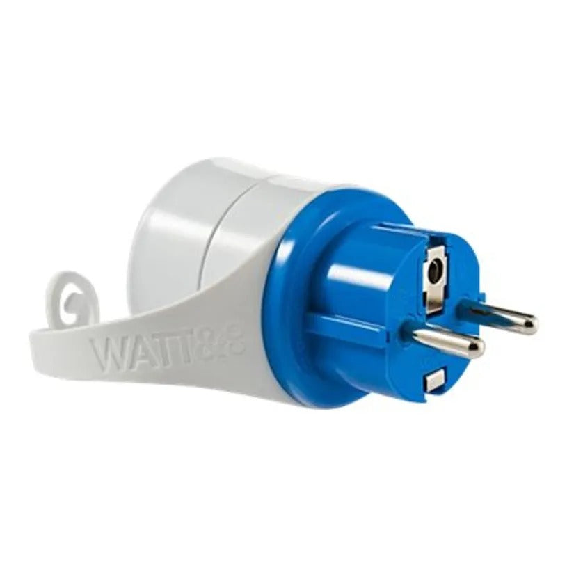 Watt & Co Adaptateur de prise universel - Compatible avec les prises françaises et européennes - Bleu - France/Europe