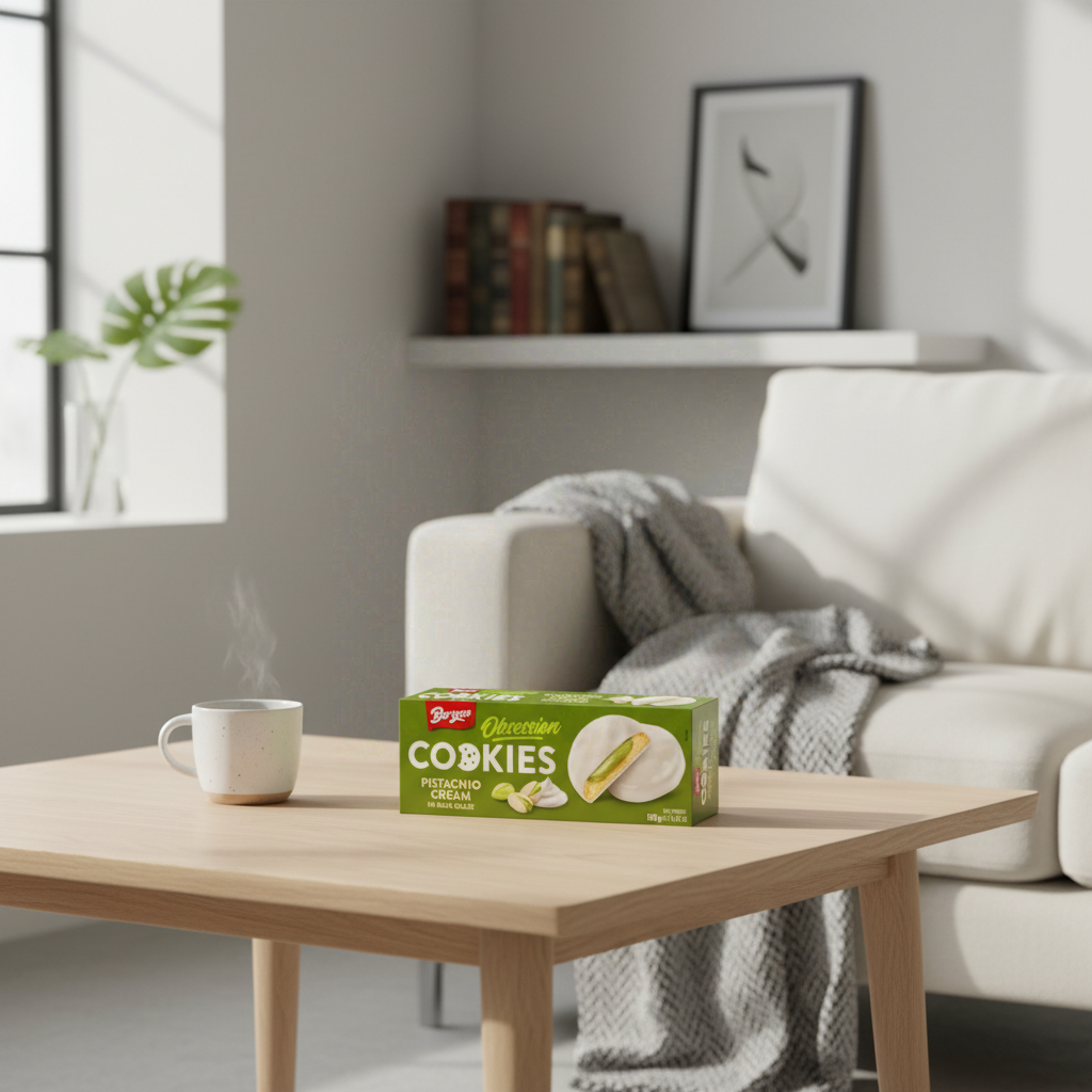 BERGEN Biscuits à la crème de pistache et glaçage au lait - 128 g