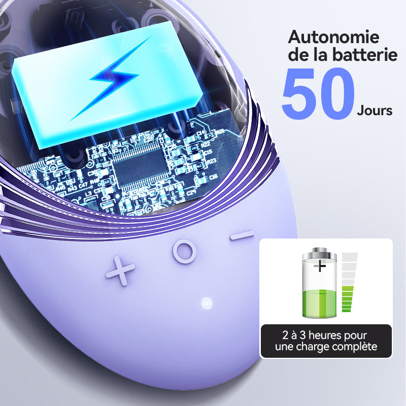 Sunluxy JMY-103 Brosse nettoyante pour le visage, 5 modes de vibration, nettoyage doux avec tête en silicone, design portable avec anneau de suspension, soin beauté à domicile, violet