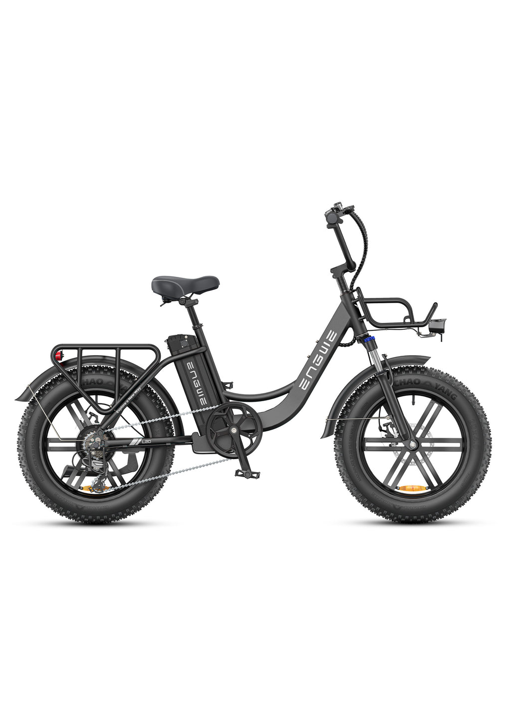 ENGWE L20 Boost Vélo électrique avec batterie 48 V 13 Ah, 20 x 4,0 po, transmission 7 vitesses avec écran LCD, moteur 250 W et vitesse 25 km/h, autonomie jusqu’à 120 km - Noir