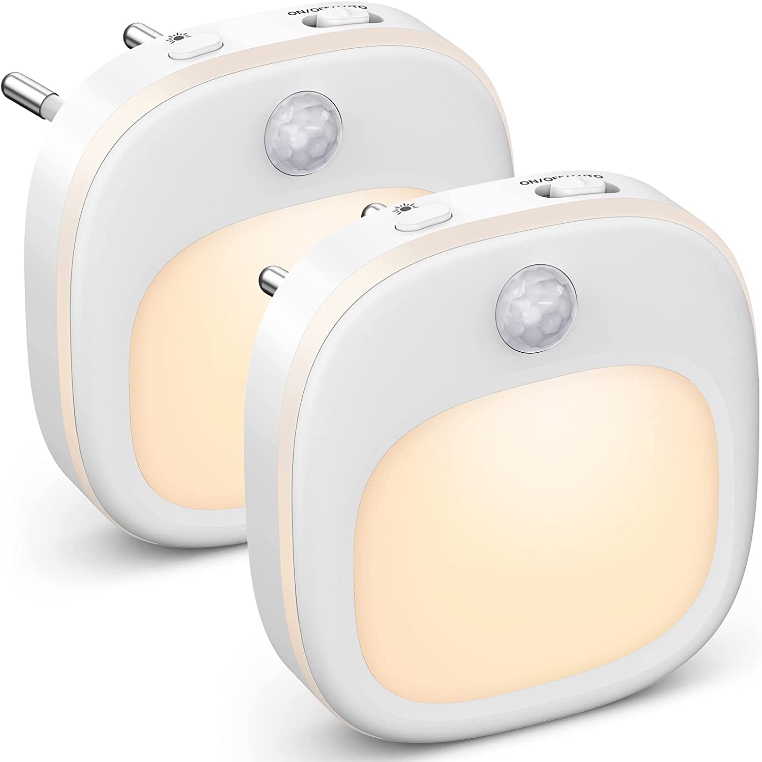 Lichtsinn Pack de 2 veilleuses LED avec capteur de mouvement, 3 températures de couleur, 5 niveaux de dimmulation, LED SMD 1 W, 100-240 V, ABS et métal, pour chambre, chambre à bébé et entrée