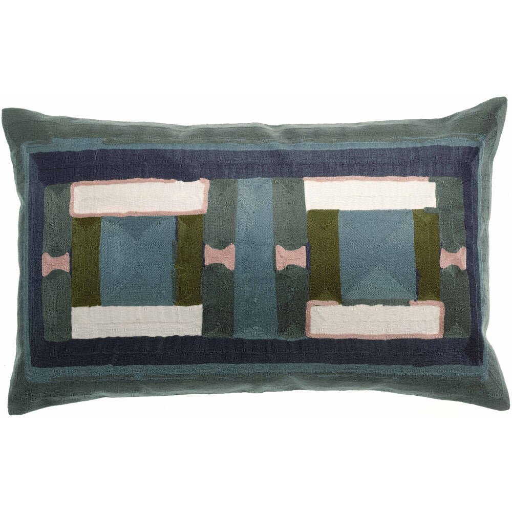 Housse de coussin brode taho vert de gris