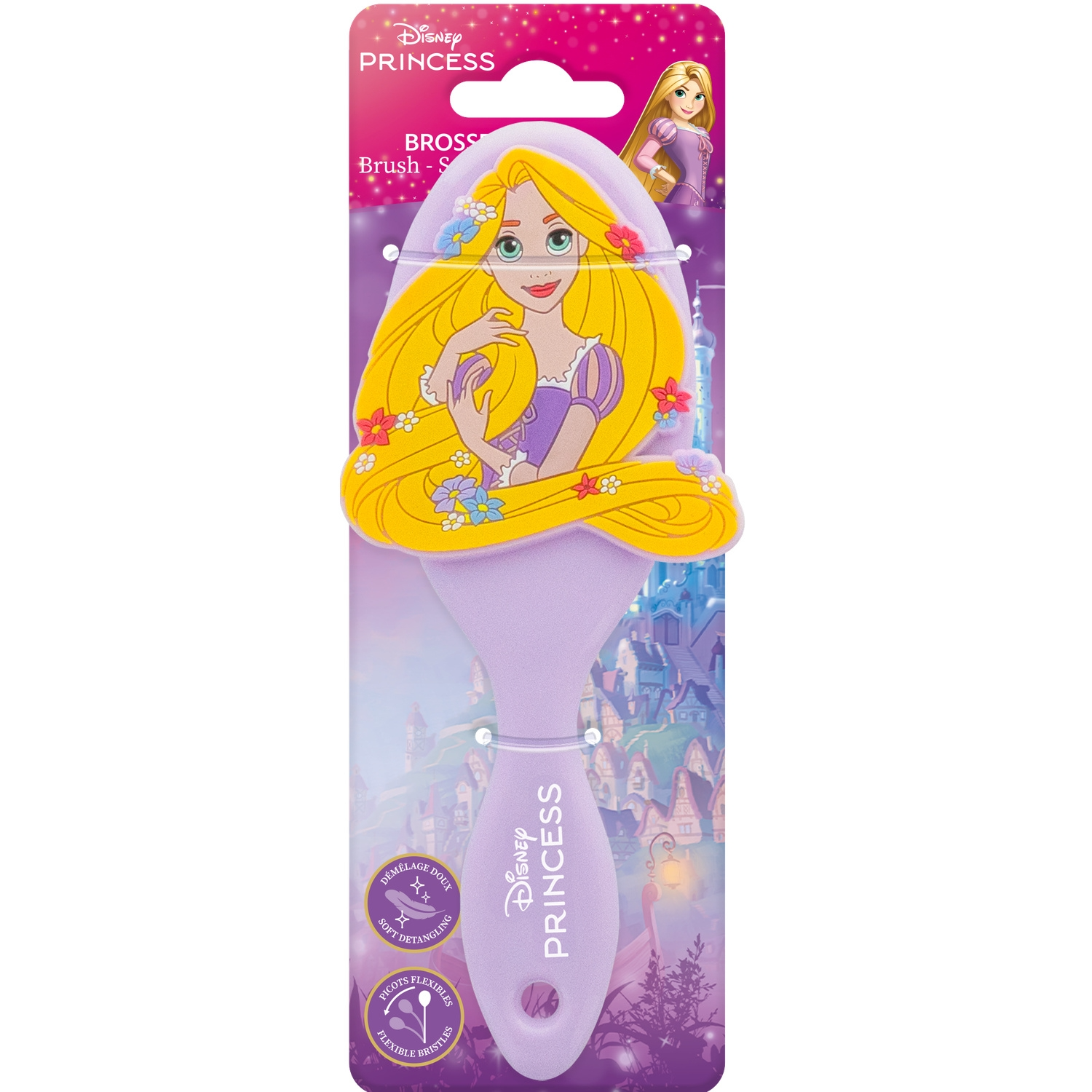 DISNEY Brosse à Cheveux Démêlage Douce Raiponce Picots Flexibles - 1 unité