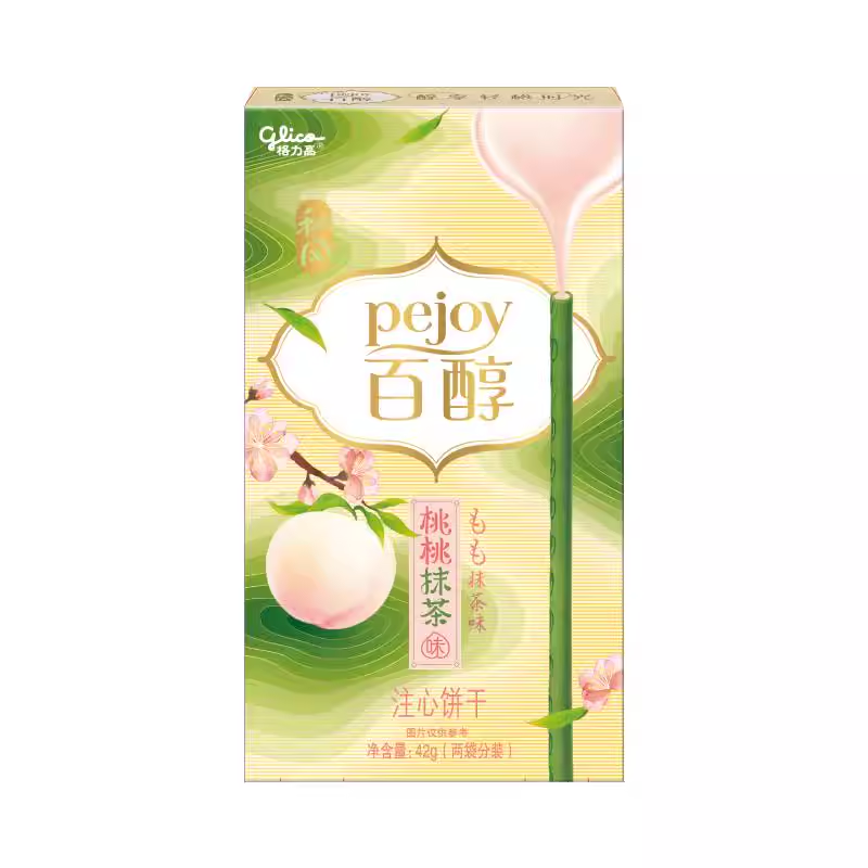 Glico Pock Biscuits au thé - Pêche et matcha 42 g