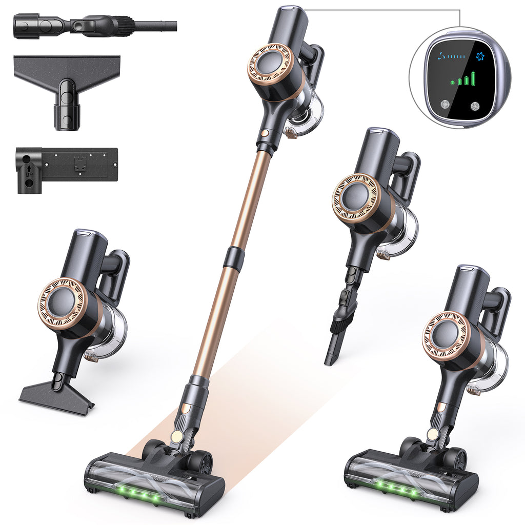 Lubluelu P2 Aspirateur sans fil à batterie, 30 kPa, Brosse anti-emmêlement, Éclairage vert amélioré, Autoportant, Pour poils d'animaux, tapis et sols durs
