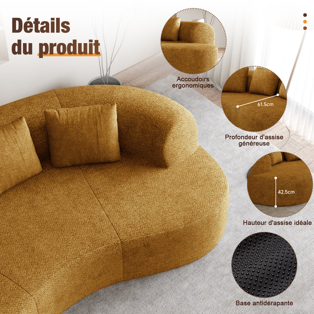 GTIMEX : Canapé 2 places série Lexzurn, 168 x 90 x 67 cm, Capacité de charge statique : 270 kg, Canapé modulable en chenille, Aucun assemblage requis, Canapé sans armatures, Canapé rembourré au design incurvé avec 3 coussins décoratifs pour salon et