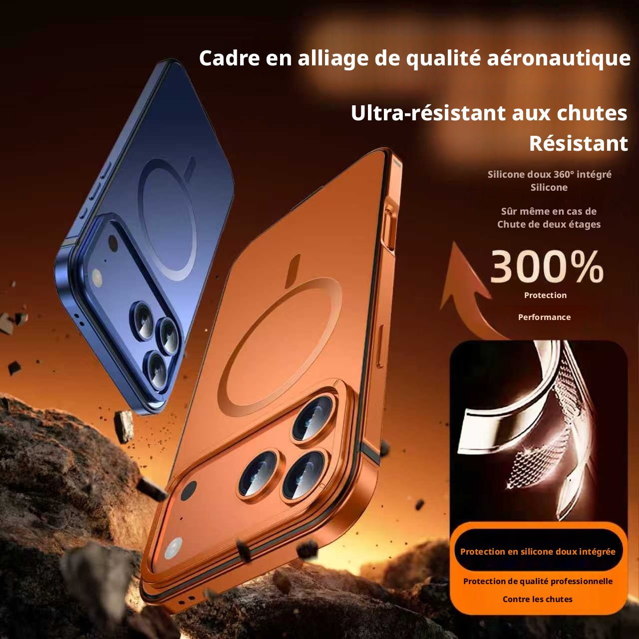 IM-CHEN Coque pour iPhone 17 Pro Max, cadre en alliage, couleur d’origine, version magnétique MagSafe, bleu, 1 pièce