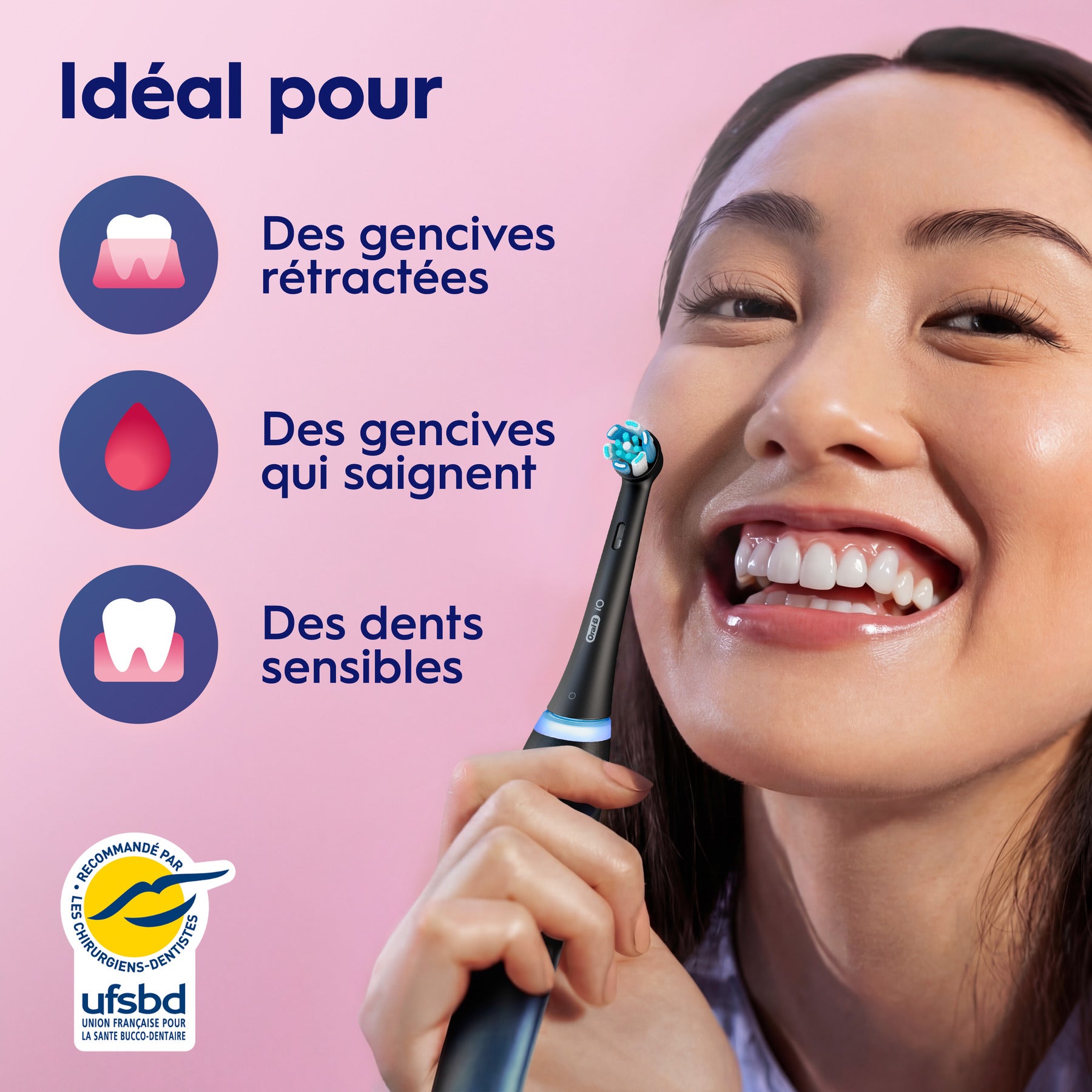 Oral-B iO3 Brosse à Dents Électrique Black - Protection des gencives avec Capteur de Pression Intelligent et Lumineux, 3 Modes dont "Douceur"