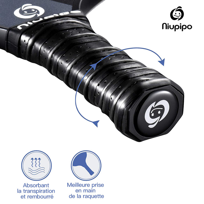 Niupipo Lot de 2 raquettes de pickleball - Matériau en fibre de verre, Noyau en nid d’abeille en polypropylène, Certification USAPA, Conception légère, Prise confortable, Idéal pour débutants et joueurs intermédiaires, MX-25