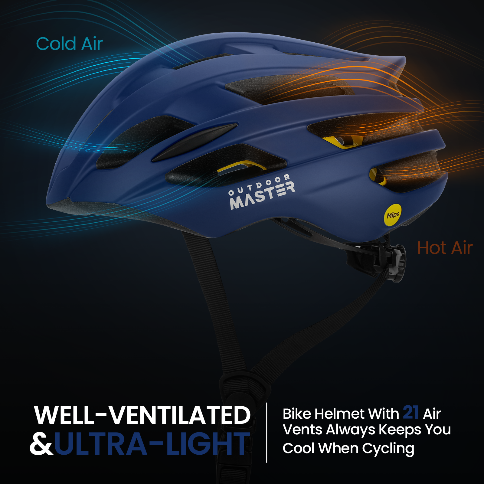 OutdoorMaster MIPS Casque de vélo de route pour adultes bleu - Taille M
