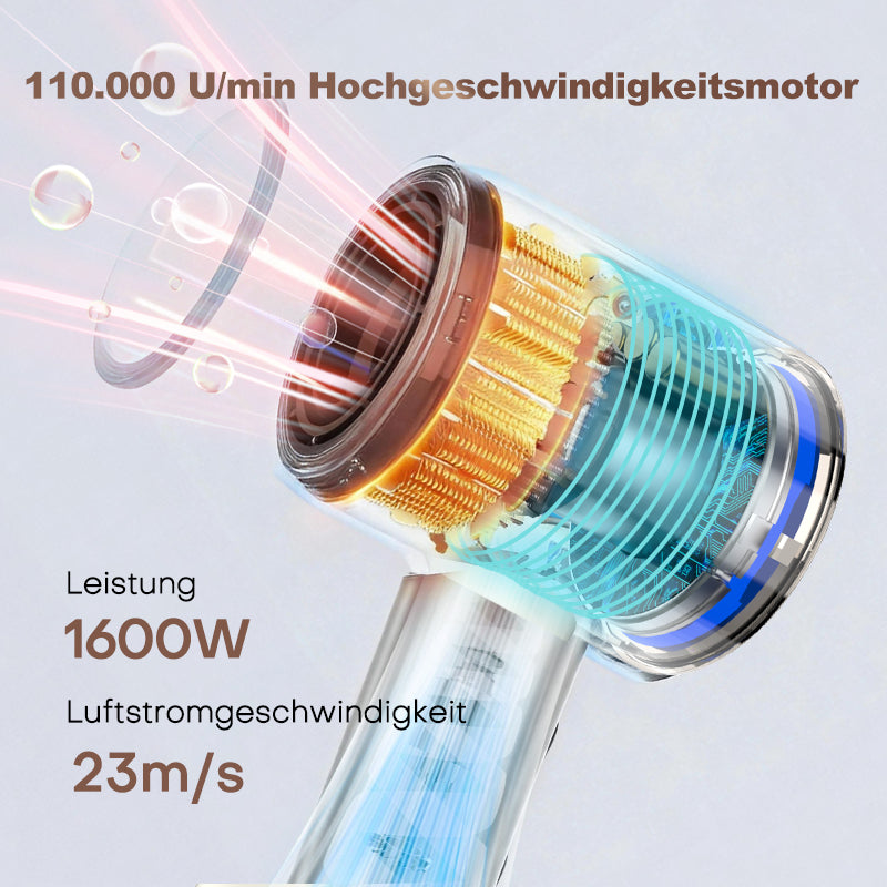 Uniorange H6 Sèche-cheveux haute vitesse à ions plasmas, écran LCD HD, 5 modes intelligents, 1600 W de puissance et 1 milliard d'ions plasmas, moteur haute vitesse 110 000 tr/min