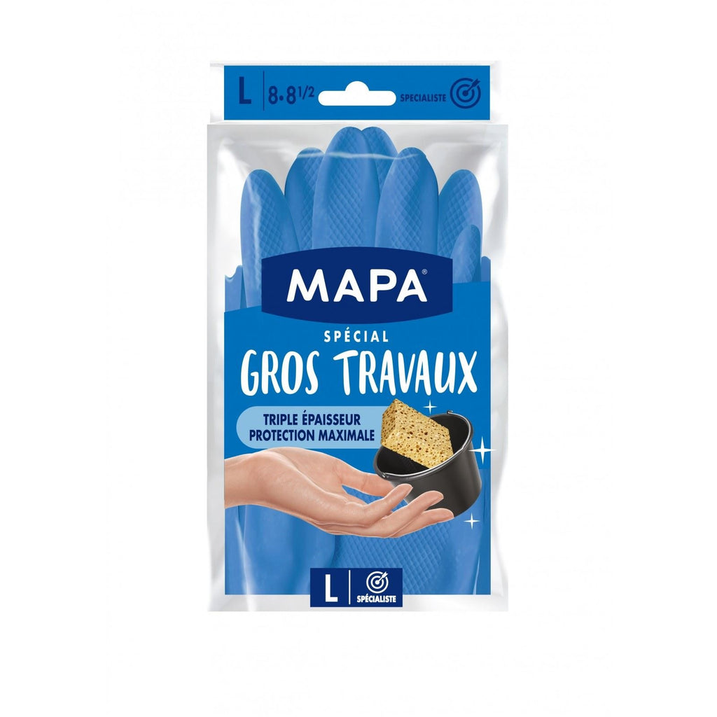 MAPA Gants spécial travaux lourds latex triple épaisseur doublés coton Taille L 1 paire
