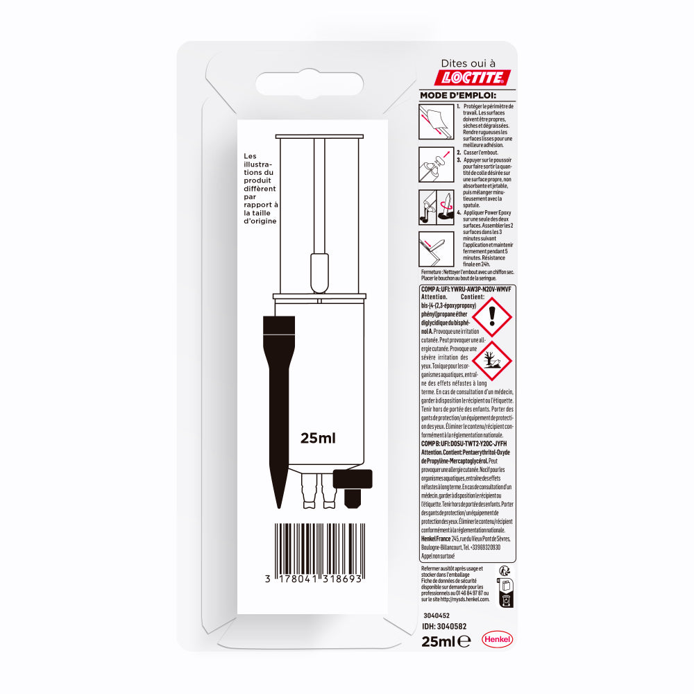 LOCTITE Colle Epoxy spécial Métal 5 min (Seringue 25ml) résine bi-composante, colle forte et rapide pour métaux et autres matériaux, ultra résistante, couleur métal